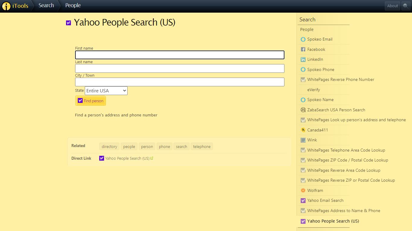 Yahoo People Search (US) - iTools