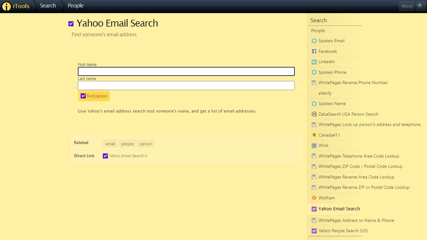 Yahoo Email Search › Find someone's email address - iTools